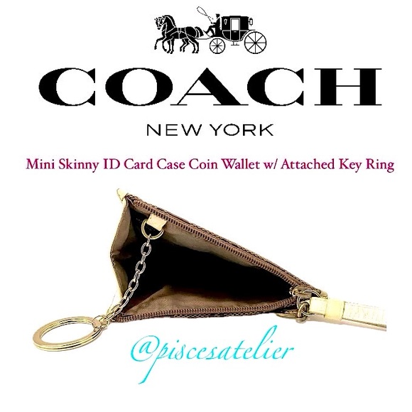 Coach Vintage Mini Skinny ID Card Case Coin Wallet w/ Attached Key Ring & Duster - Picture 11 of 11